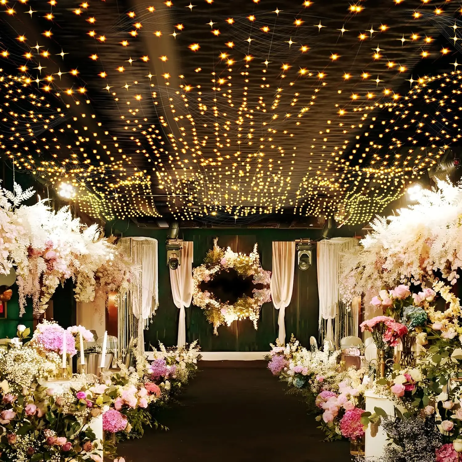 F2 Wedding Net LED String Lights 1x5/10m Roll Festival Party Hotel Ceiling Fairy Light Decorat DIY Meshes Starry Sky Rice Lamp