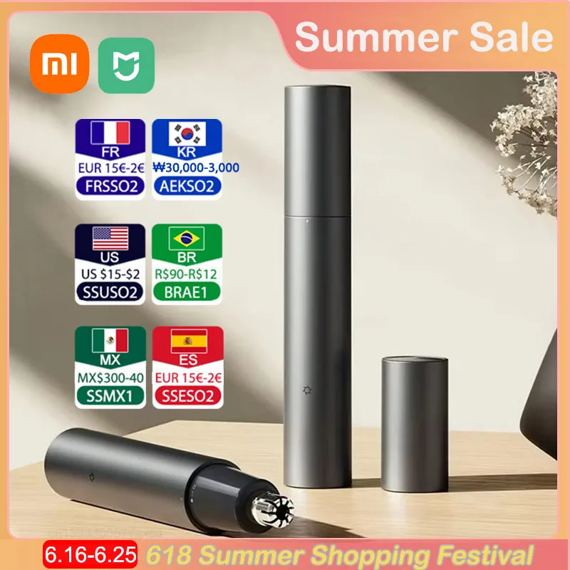 Xiaomi Mijia Electric Nose Hair Trimmer Portable Nose Ears Hair Eyebrow Trimmer for Men Rechargeable Painless Clipper Tools