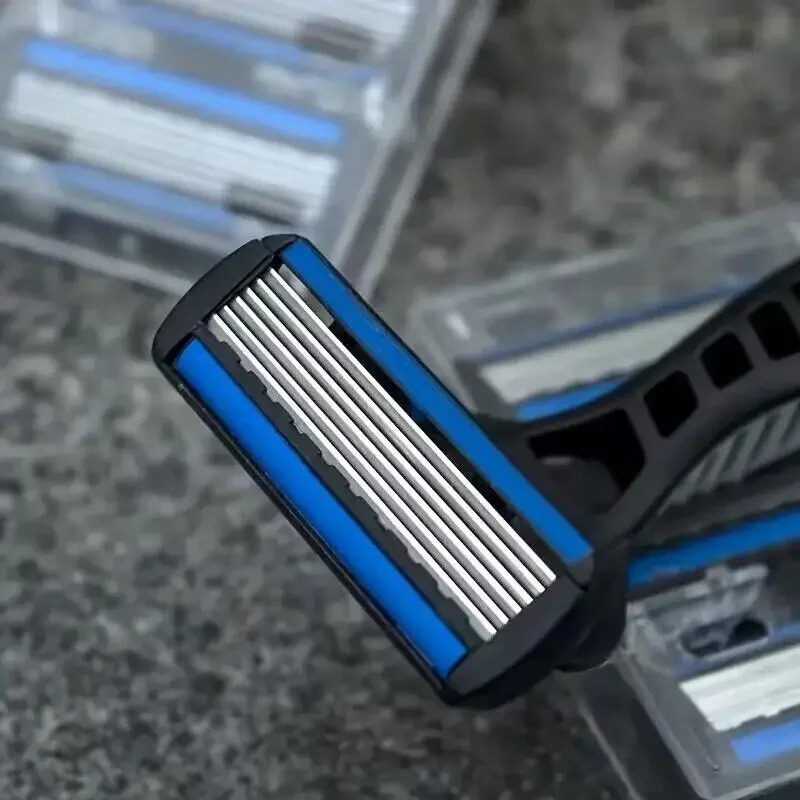 Men's Manual Razor Safety Razor 6-layer Stainless Steel Hair Removal Knife Replaceable Razor Head Razor Tools