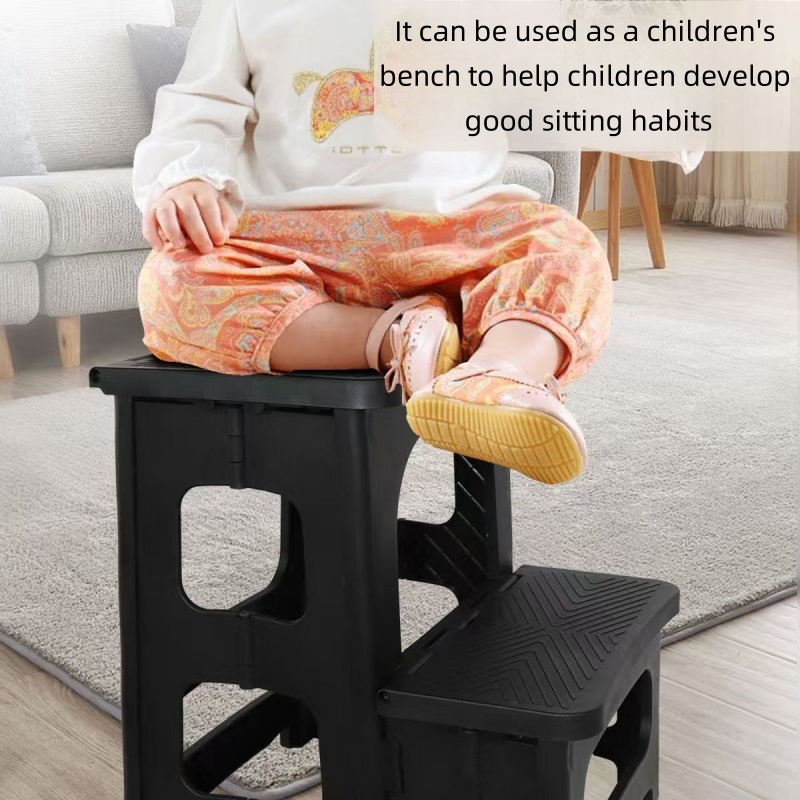Taburete de escalada de plástico de dos escalones para el hogar, taburete de altura de paso, silla plegable multifuncional, taburete de lavado de coches estable y antideslizante