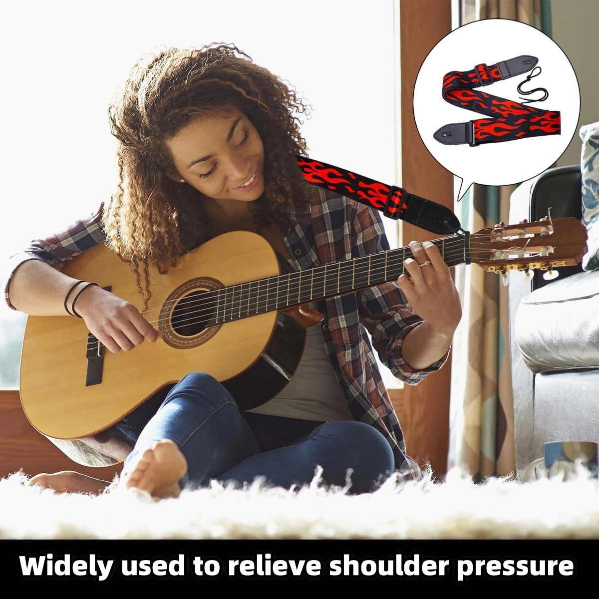 Miwayer Gitarrengurt, Lederenden, verstellbare E-Gitarrengurte/mit Muster, für E-Bass und Akustikgitarren