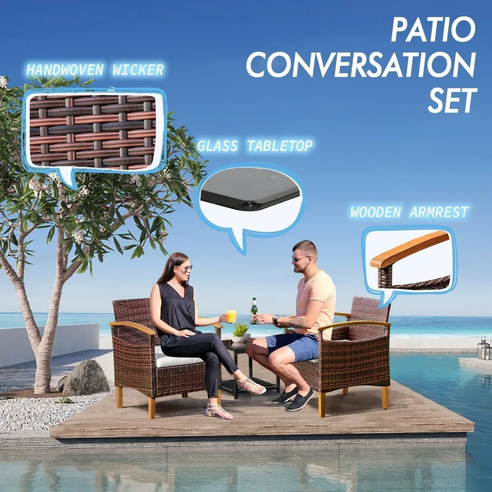 Outdoor Courtyard Furniture Set with Table, Wicker Courtyard Set for Small Tavern, 2-Piece Set