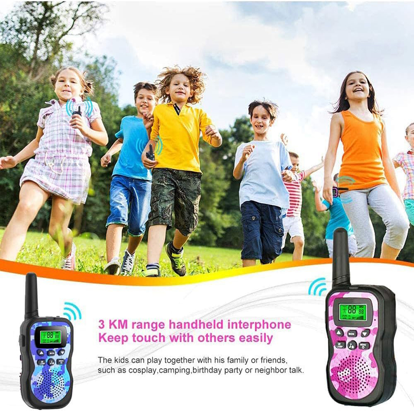 Walkie talkies infantis com lanterna e tela LCD, walkie talkies de alcance de 3 milhas para crianças, aventuras externas, acampamento, caminhadas