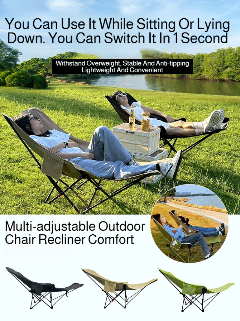 Silla plegable portátil, reclinable, reposacabezas curvo, experiencia cómoda, fácil almacenamiento, almuerzo, sillón reclinable plegable con reposapiés