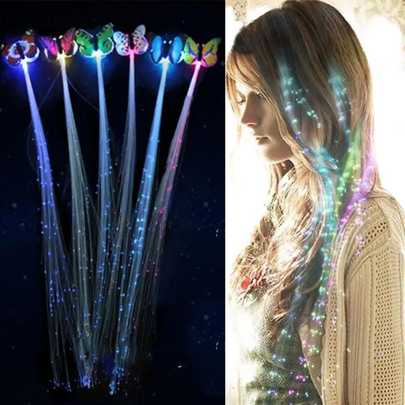 Novetly Glowing Flashing Hair Braid Glowing Luminescent Hairpin Ornament Girls Toys New Year Party Christmas Hair Decorate