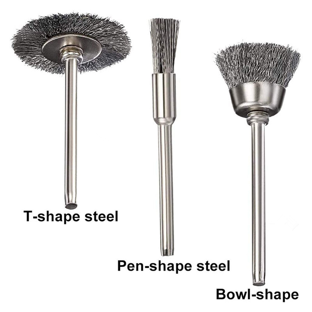 Dremel 15/60pcs 와이어 휠 컵 브러시 세트 주름진 스테인레스 스틸 다이 그라인더 로타리 전동 공구 드릴 연마 Dremel 도구