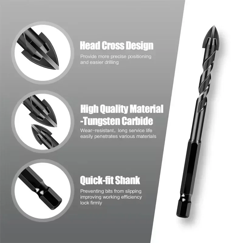 10 ชิ้น Cross Hex เจาะกระเบื้องชุด Bit 5/6/8 มิลลิเมตรแก้วคอนกรีตกระเบื้องเซรามิค Hard Alloy สามเหลี่ยมเจาะบิต Professional รูเปิด