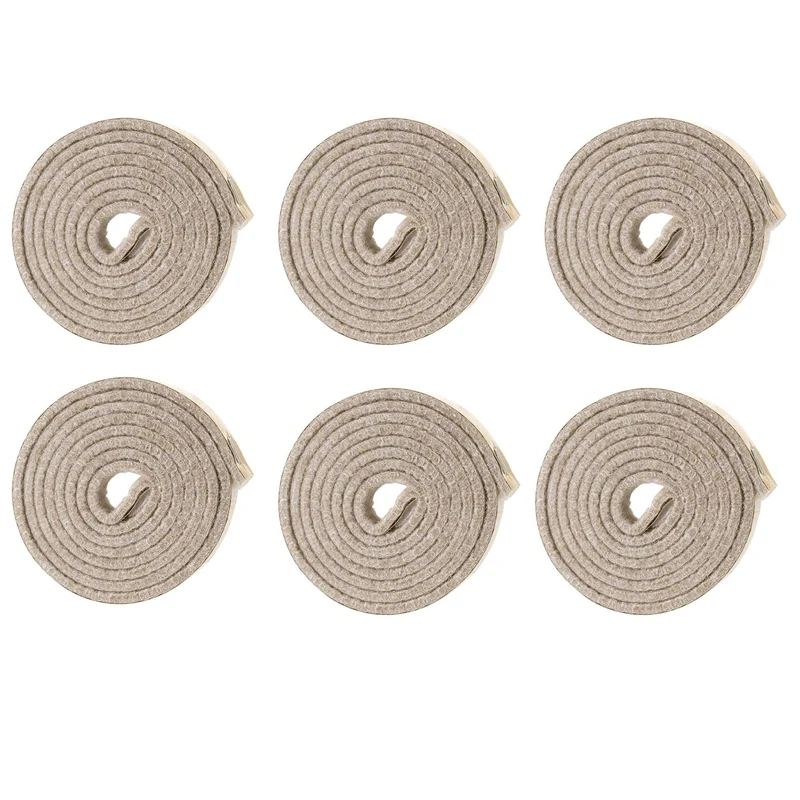 A01F-6X Selbstklebende, robuste Filzstreifenrolle für harte Oberflächen (1/2 Zoll x 60 Zoll), cremeweiß