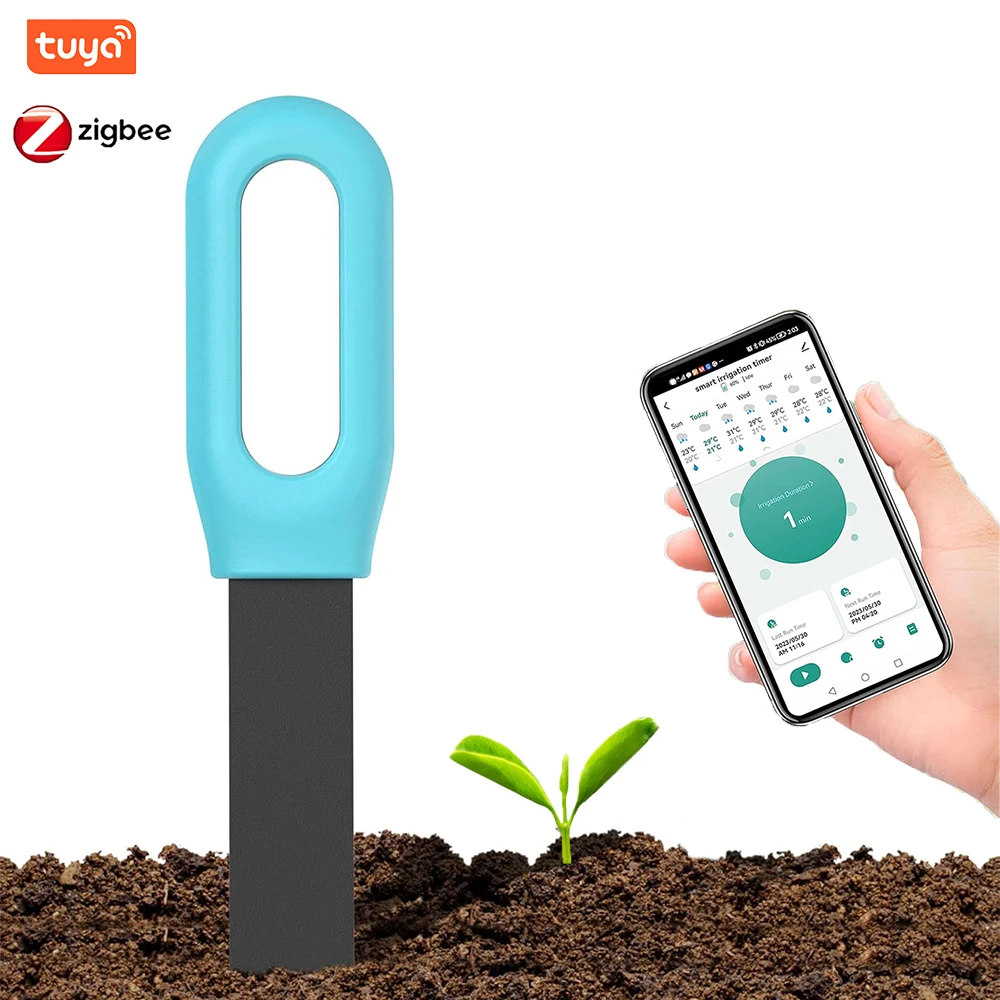 Tuya-probador inteligente de suelo Zigbee con Bluetooth, Sensor de humedad, temperatura, aplicación de teléfono móvil, Monitor en tiempo Real para plantas y jardín
