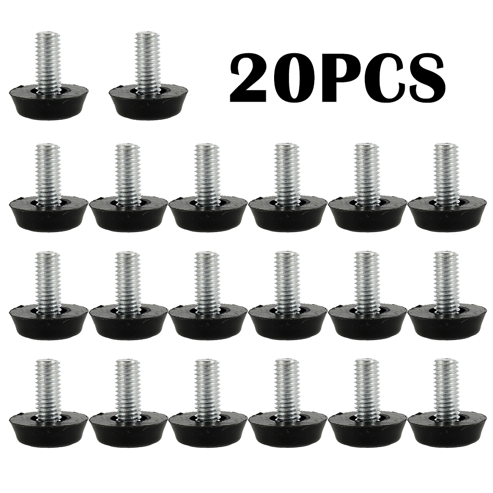 Patas de muebles de acero galvanizado ajustables, Base antideslizante, almohadilla para pata de gabinete, nivelador de pies, tornillo M8, pie de muebles de Metal, 20 piezas