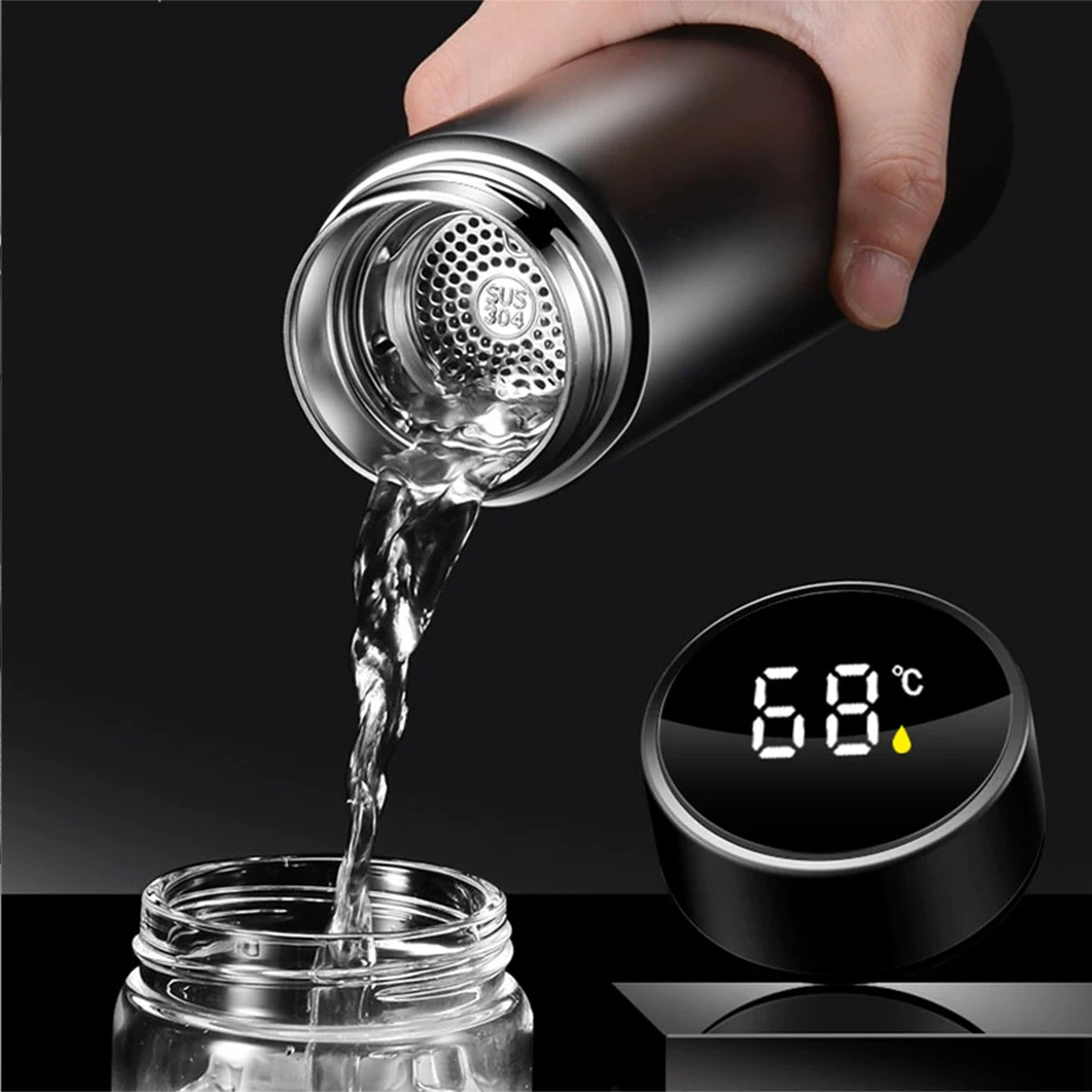 Botella termo inteligente con pantalla de temperatura, taza inteligente con aislamiento al vacío de acero inoxidable 304 para Audi S Line A1 A2, 1 ud.