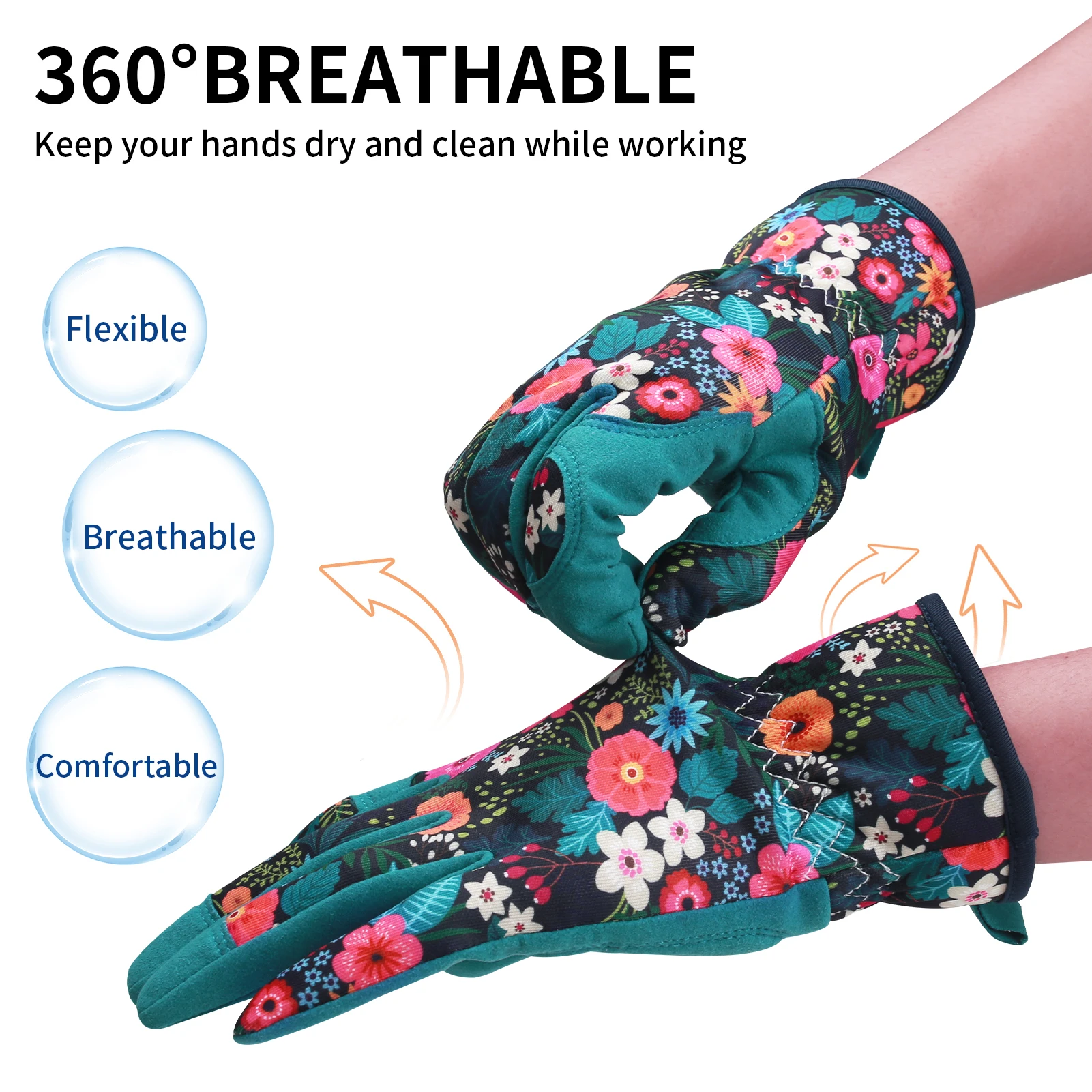 Thorn-ProofสวนกําจัดวัชพืชถุงมือทํางานBreathableถุงมือหนังเจาะสําหรับขุด,ปลูกดอกไม้,Pruning