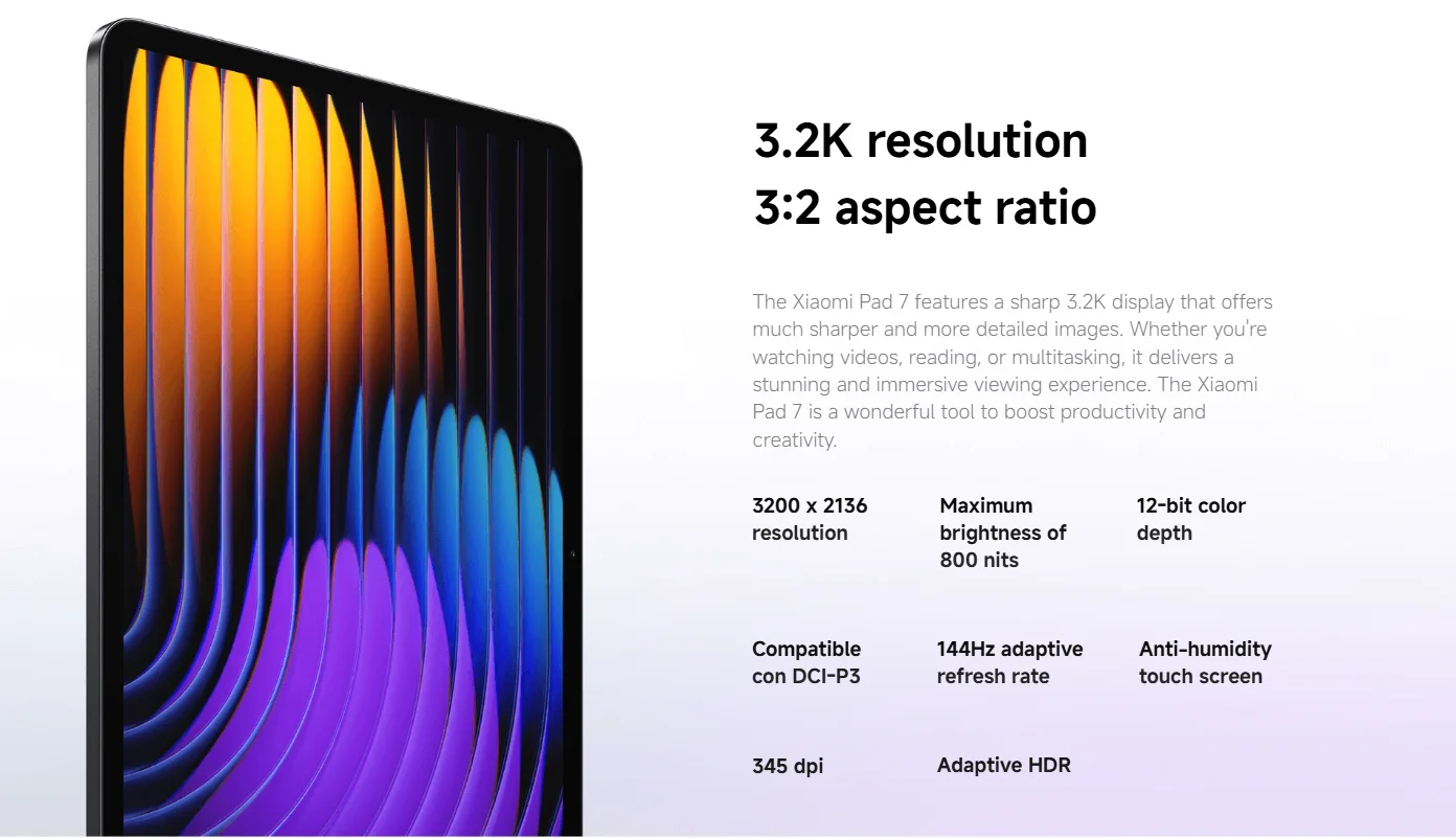 Xiaomi Pad 7 Global Version 11.2 ''Xiaomi HyperAI 144Hz 3.2K Display Snapdragon 7 + Gen 3 processore Octa core 45W 8850mAh B