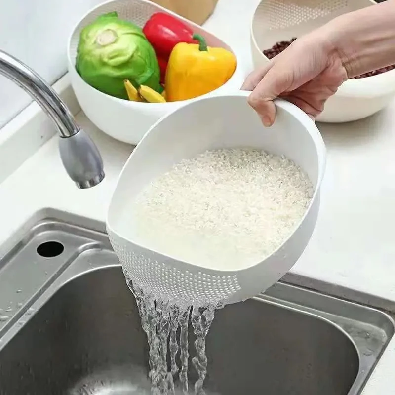 Afvoermand multifunctionele rijstwaszeef en filtermand - plastic rijstwasmachine, creatieve plastic filtermand