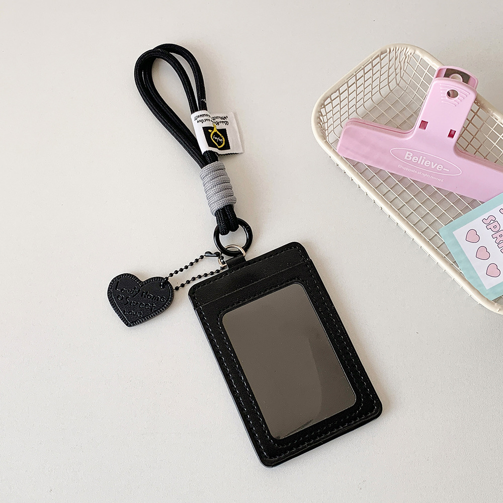 Leather Card Holder ID Card Storage Protective Case Keyring Accessory Backpack Mini Accessory ID Card Holder
