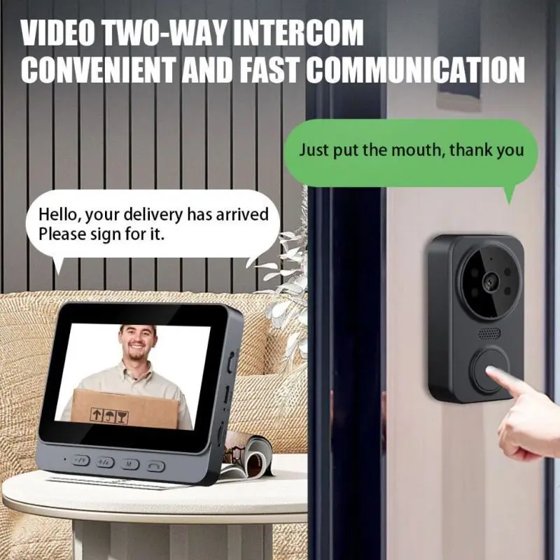 Timbre de vídeo inalámbrico a prueba de agua 1080P, pantalla IPS de 4,3 pulgadas, intercomunicador bidireccional infrarrojo para apartamento familiar, timbre de visión nocturna