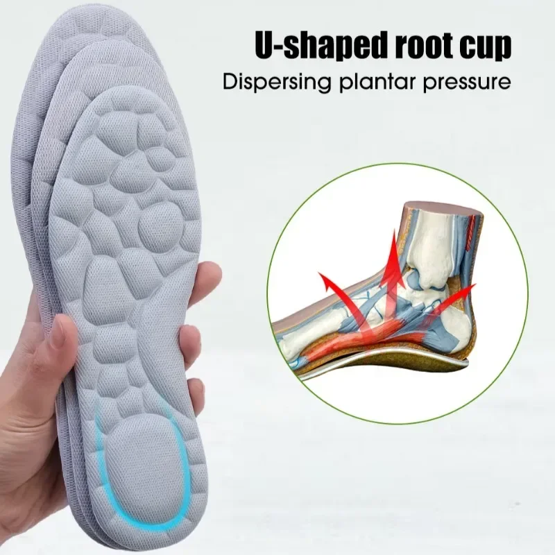 4pcs 5D Memory Foam Orthopedic Insoles Shoes Men Women Nano Antibacterial Deodorization Insole Sweat Absorption Running Cushion