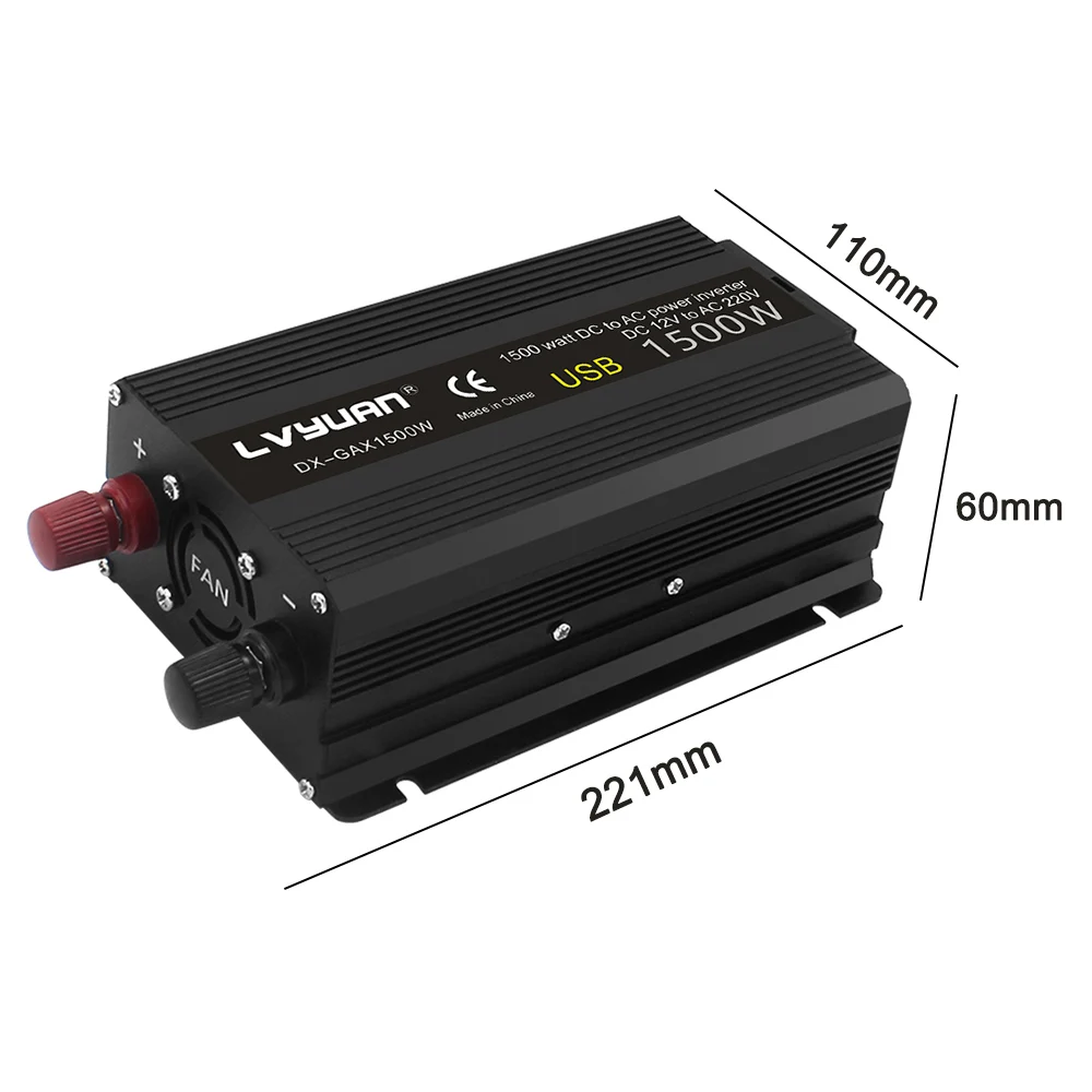 Inversor De Corriente Para coche, convertidor De Corriente De 12V y 220V con pantalla LCD automática, toma Universal De la UE