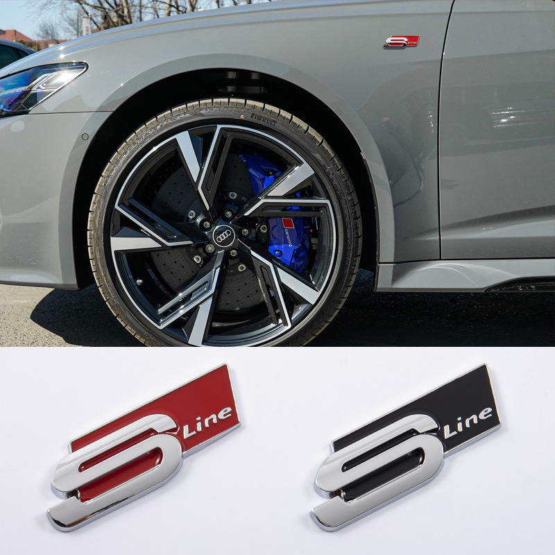 3d grande metal preto sline logotipo s linha emblema emblema do carro para audi a1 a3 a4 a5 a6 q2 q5 q7 q3 s3 s4 s6 tt s linha adesivo accrssorie