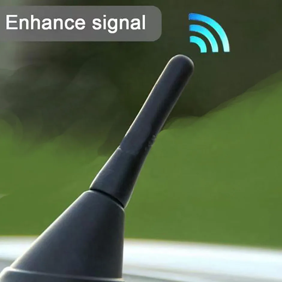 Mocna antena samochodowa dachowa FM AM DAB czarna 6,5 cm długości uniwersalna z śrubami mini krótka akcesoria samochodowe