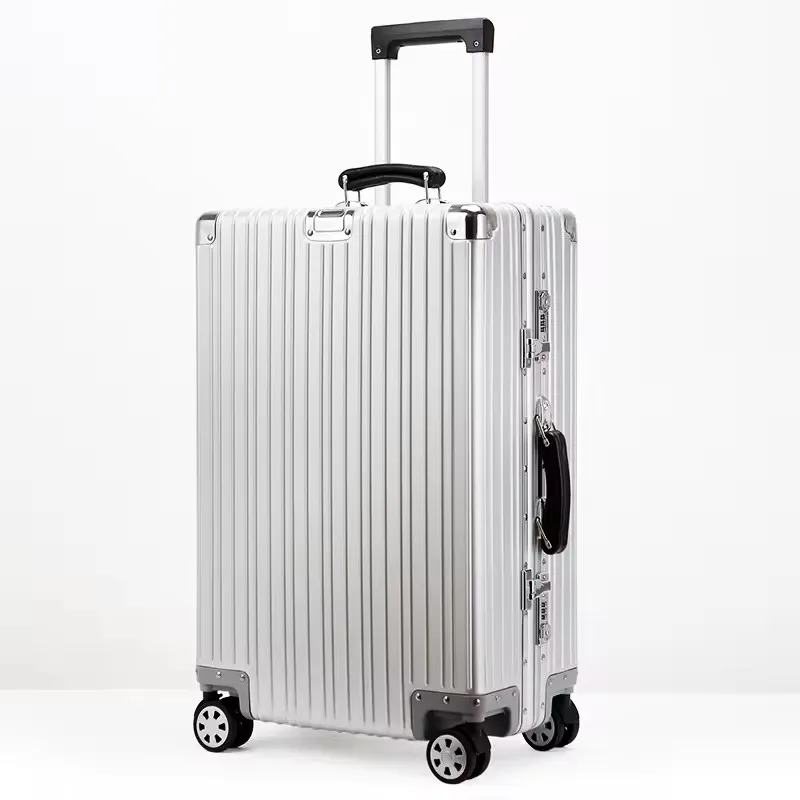 Qualidade superior toda a liga de alumínio-magnésio mala de viagem rolando bagagem 20/24/26/29 ''retro trole caso saco carry-on embarque