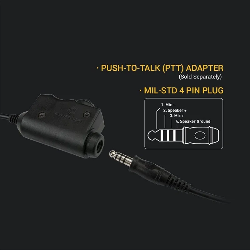Adaptador Original EARMOR M51 PTT, auriculares tácticos Airsoft Kenwood (para baofeng), accesorio de auriculares tácticos con enchufe