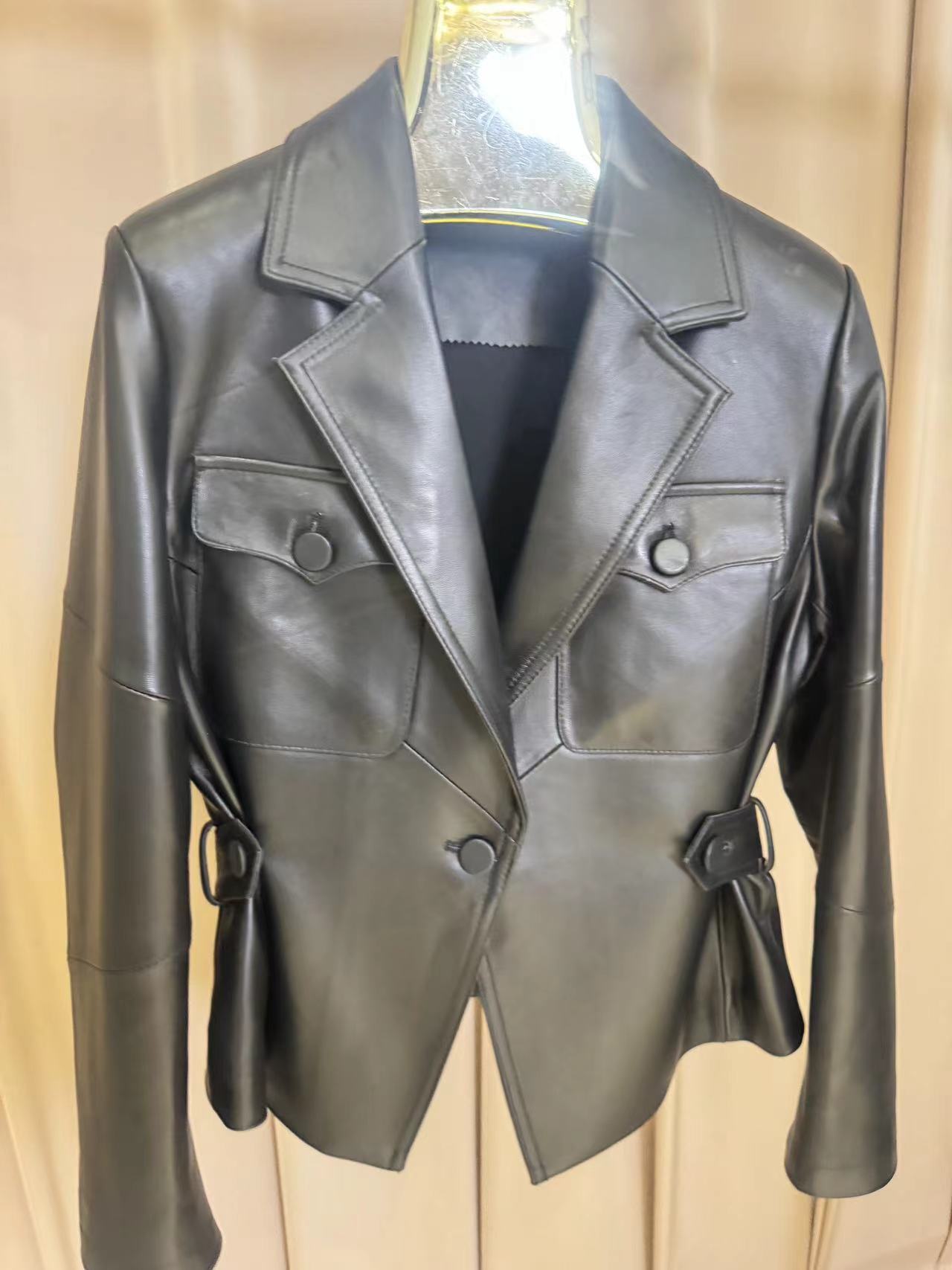 Abrigo de piel de oveja de cuero real y natural para mujer, abrigo de lujo, nueva moda, Otoño, 2024