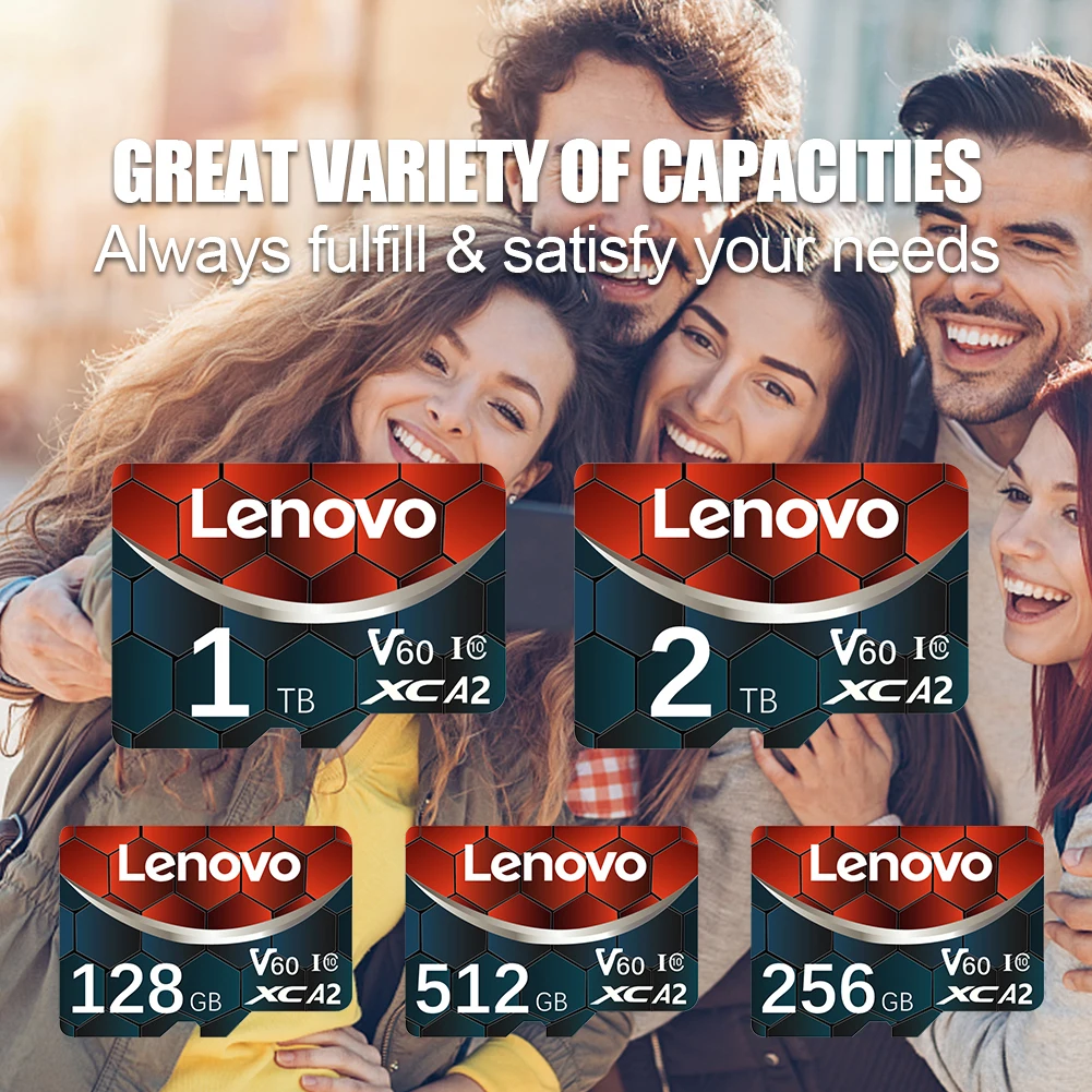 Lenovo 2TB A2 1TB Micro SD Card High Speed Memory Card 512GB 128GB MicroSD U3 TF Flash Card for Xiaomi Phone Camera table PC