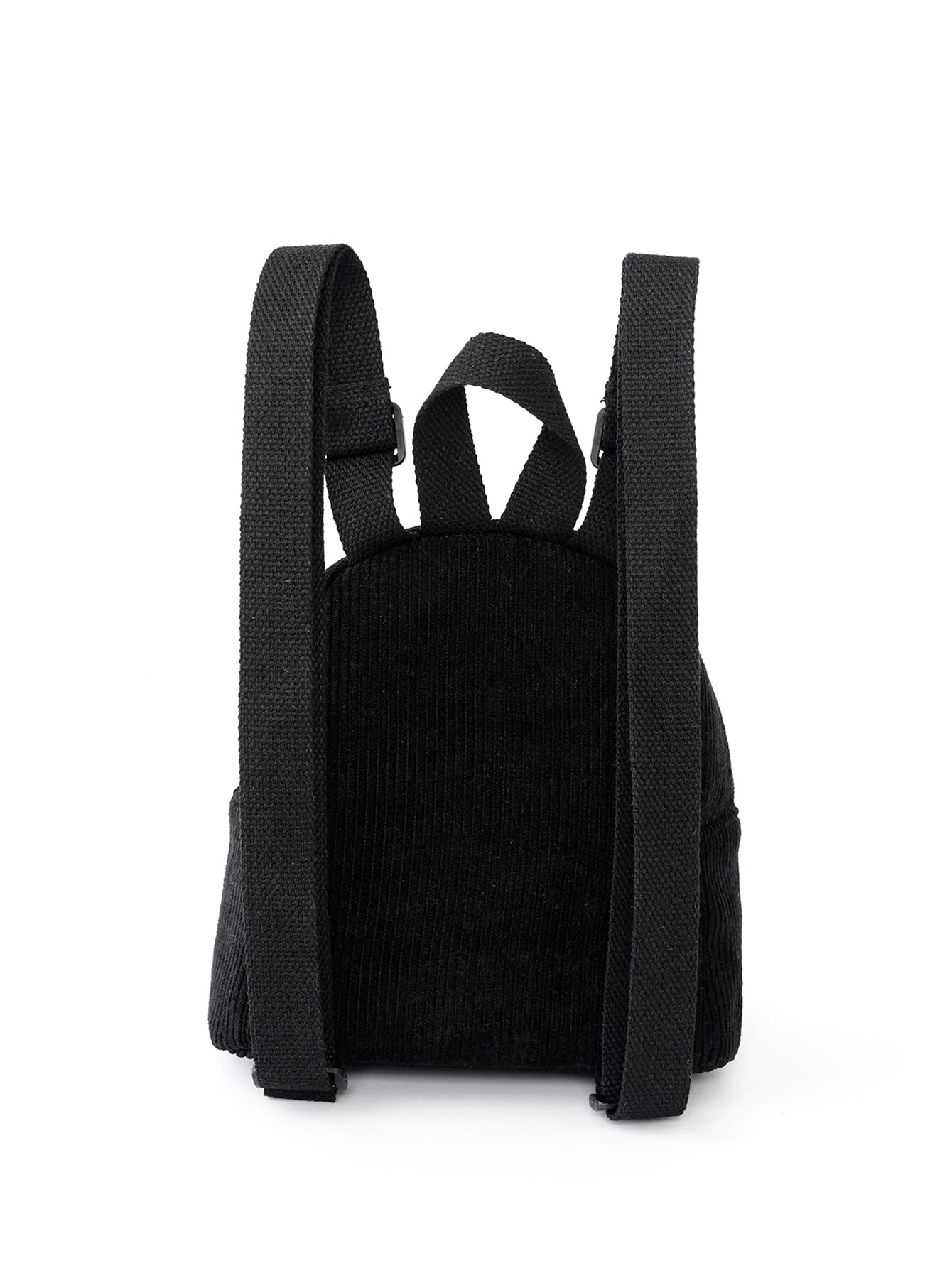 Black Mini Fashion Corduroy Women'S Backpack Small Backpack School Bag Suitable For Traveling And Shopping