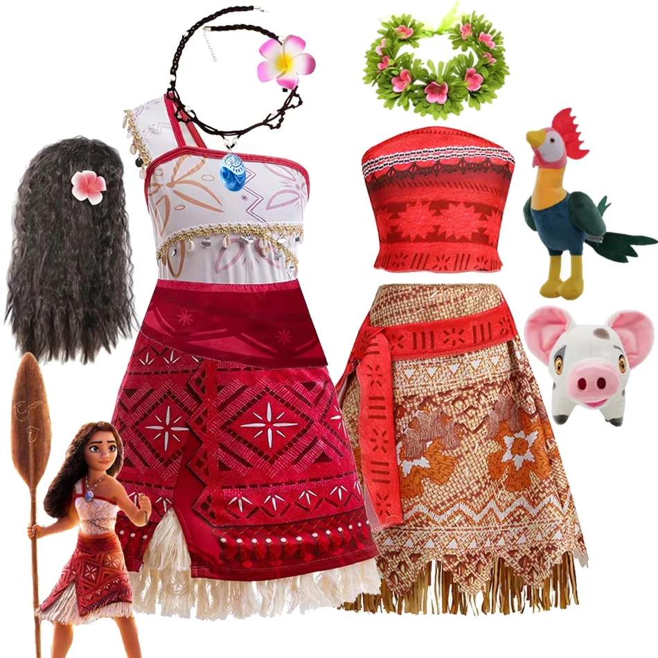 New Movie Moana 2 Disney Dress For Girl Costume Halloween Carnival Party Princess Children Ocean Adventure Vaiana Dress