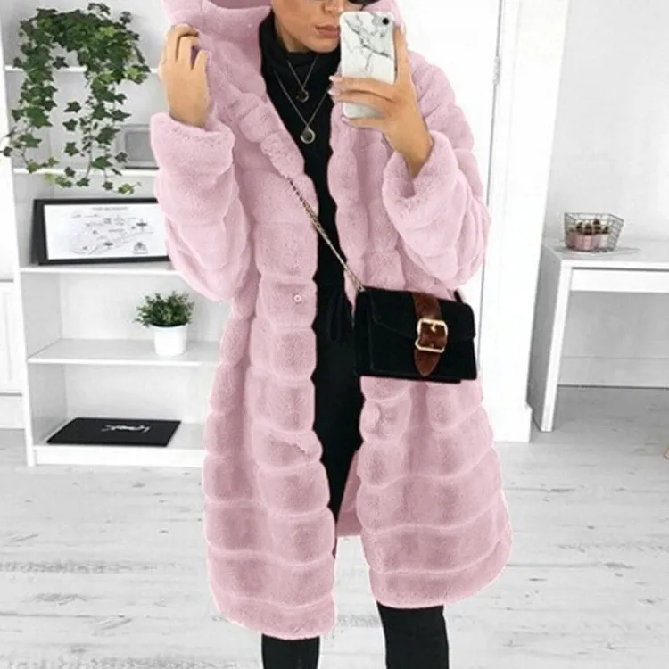 Lose Winter Temperament Koreanischen Stil Wilden Plüsch Dicken Mit Kapuze Damen Jacke