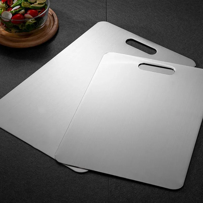 Tabla de cortar gruesa de acero inoxidable, tabla de masa antibacteriana a prueba de moho para amasar, tabla de cortar de frutas y verduras para cocina