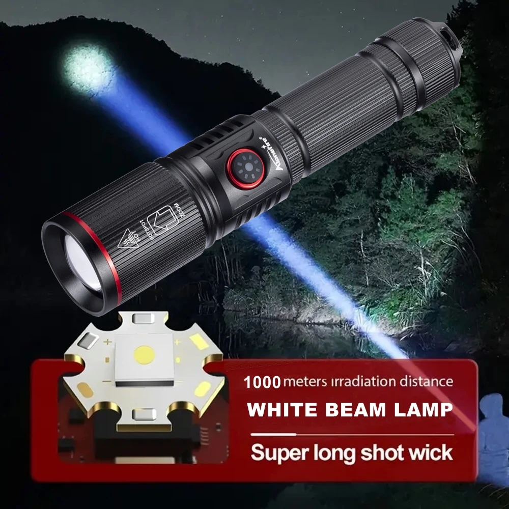 Zoom 20W LED Strahl Licht High Power Taschenlampe USB Aufladbare Outdoor Leistungsstarke Taktische Camping Jagd Angeln Wandern Taschenlampe