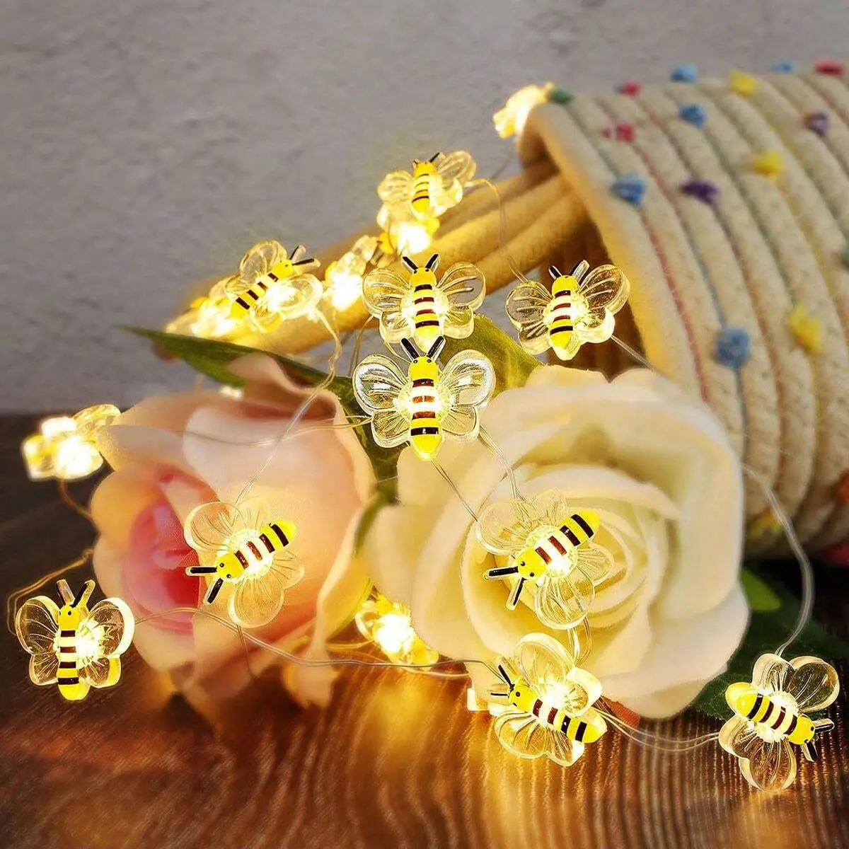 20 Bee Fairy Lights USB Battery Operated Bee String Lights For Bedroom Plants Patios Party Wedding Xmas Decorative String Lights