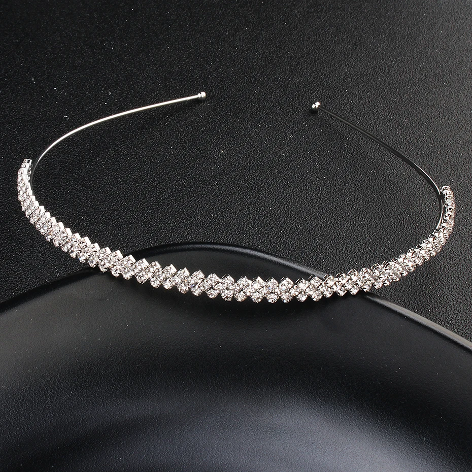Copricapo da sposa con strass alla moda, copricapo in cristallo color argento, accessori per capelli da sposa, corone con strass per festa di compleanno da donna