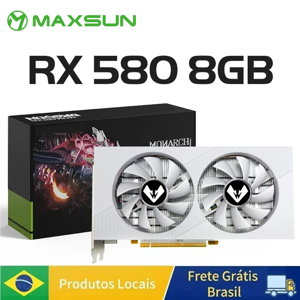 MAXSUN Cartões Gráficos Novo AMD Radeon RX580 2048SP 8G GDDR5 256bit Placa de Vídeo Para Desktop Gaming Componentes de Computador RX 580 GPU