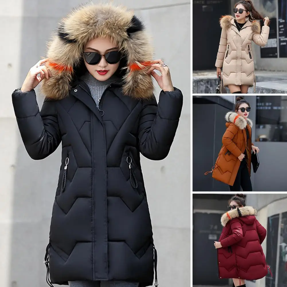 Abrigos de moda, chaqueta de invierno para mujer, Parka larga con capucha para mujer, prendas de vestir a prueba de viento de Color sólido, Parka 2024
