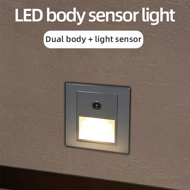 Luces de escalera con Sensor de movimiento infrarrojo, lámpara de pared para escaleras interiores y exteriores, luz LED empotrada de 3W para decoración de escaleras y dormitorios