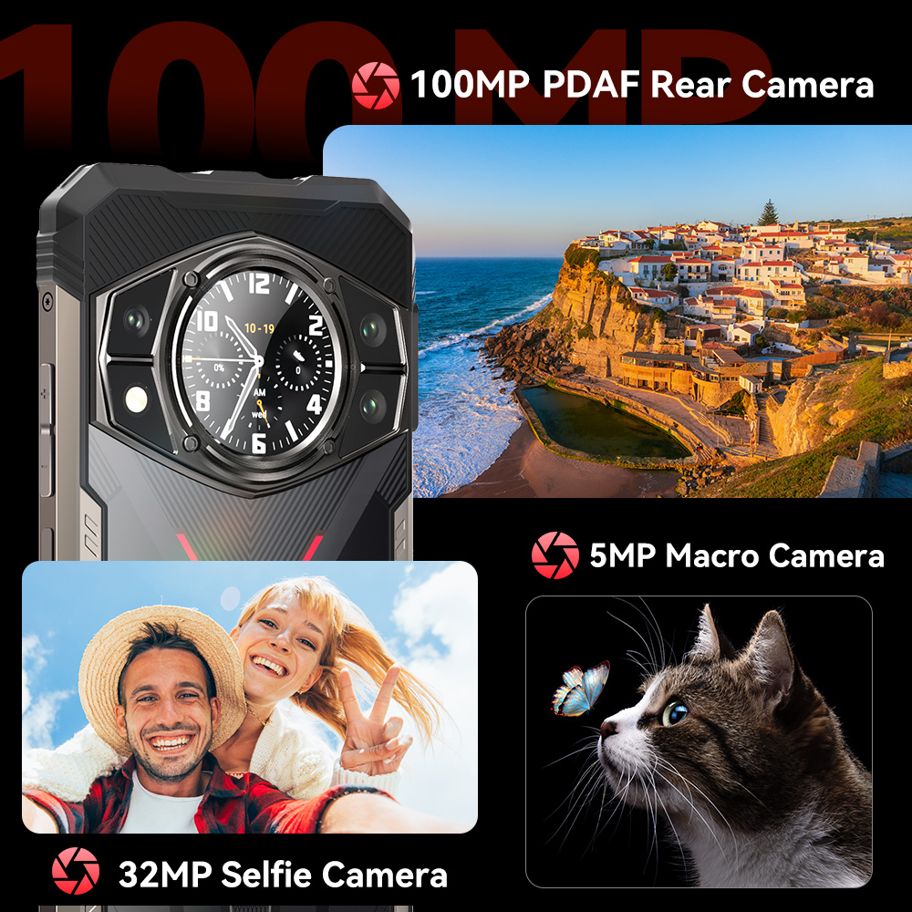 Cubot King Kong AX, Smartphone Android ultradelgado y resistente, Helio G99, 24 GB RAM, 256 GB ROM, pantalla de 120 Hz, 100 MP, NFC, doble pantalla