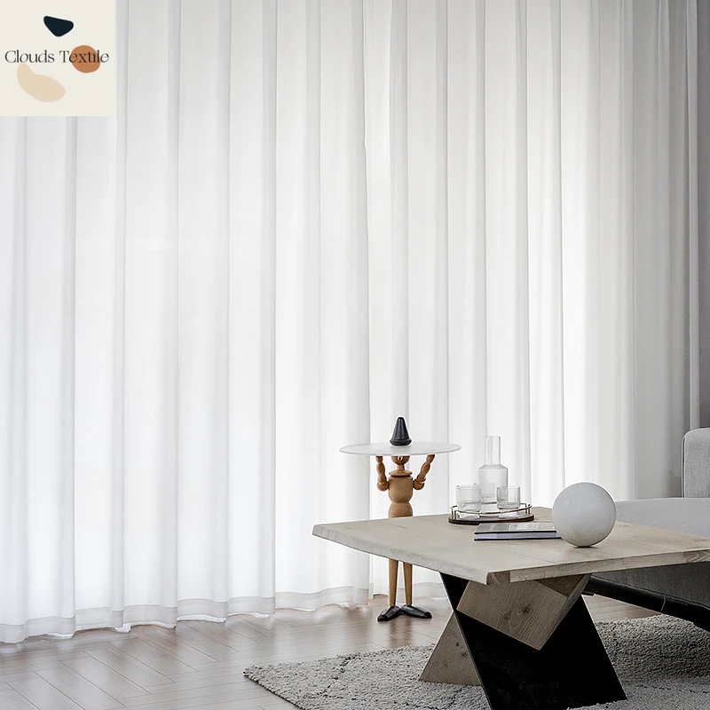 1 unidad de cortinas transparentes de tul blanco de alta calidad para sala de estar, dormitorio, ventana, pantalla de puerta de Color sólido, cortinas de fiesta, puerta divisoria