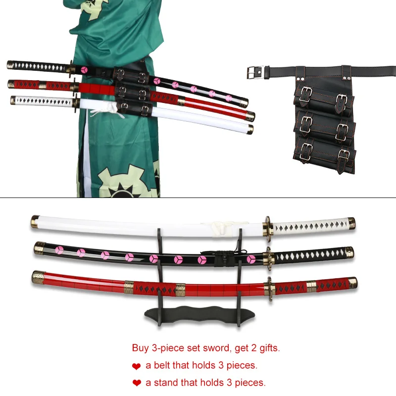 1:1  Anime Roronoa Zoro Katana sword Wooden Toy Swords original pattern Wado kitetsu Shusui Enma Cosplay Weapon Props