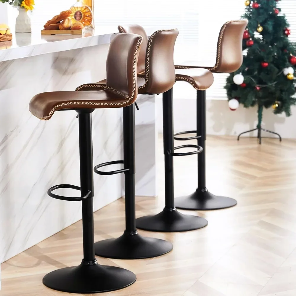 Swivel Set of 4, Counter Height with Back, Adjustable Stools 24" to 32", Bar Stools for Kitchen Island