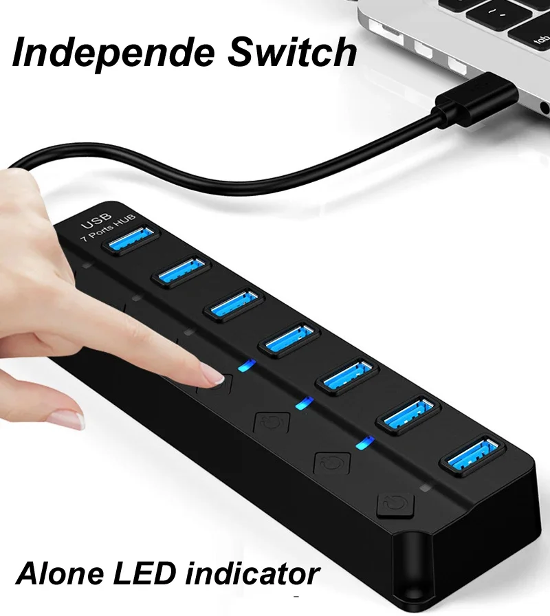 7-IN-1 USB 2.0 High Speed USB Docking Station Extender USB HUB Splitter mit Schaltersteuerung für Laptop MacBook Pro