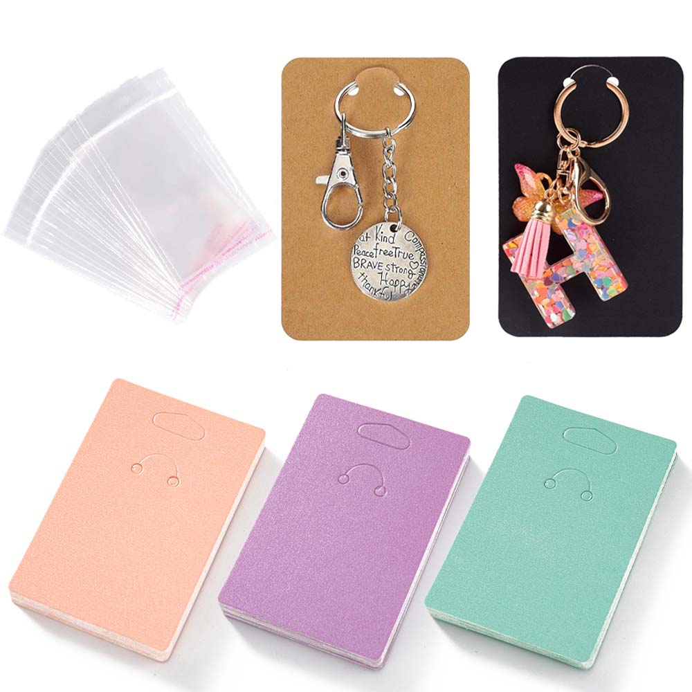 50 Cái Móc Khóa Màn Hình Thẻ Học Bìa Giấy Giá Đỡ Đứng Túi Bông Tai Trang Sức Kinh Doanh Nhỏ Chất Liệu Bao Bì Tiếp Liệu