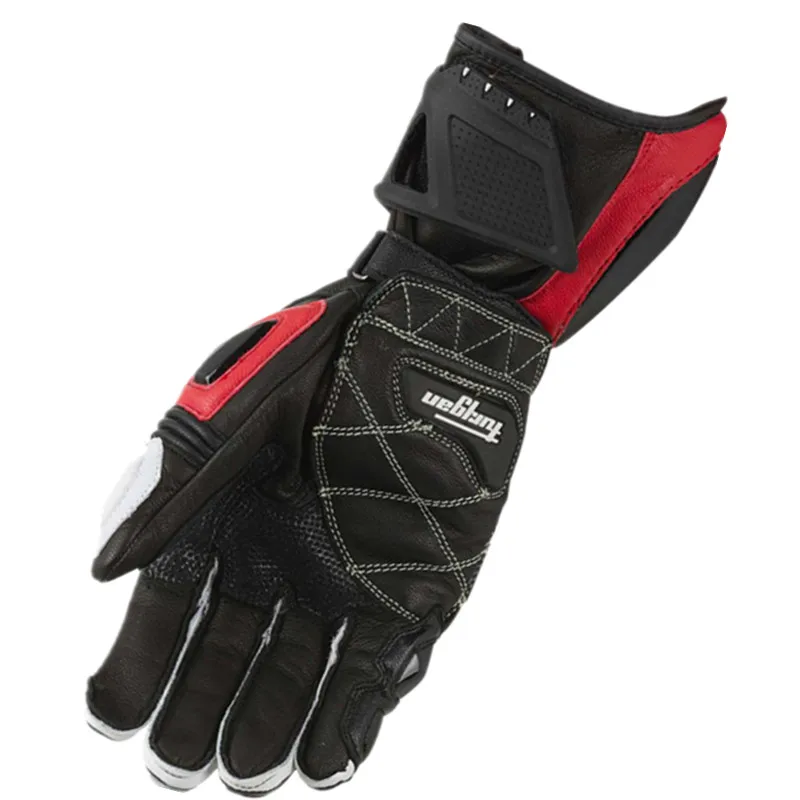 Guantes de motocicleta de cuero genuino para hombre, resistentes al viento, para conducción al aire libre, guantes de Motocross, pantalla táctil, equipo de protección para Motociclismo