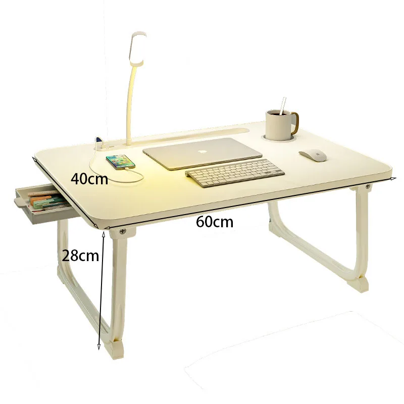 Laptop Desk for Bed Lap Desk with LED Desk Ligh, Laptop Bed Tray Table, Foldable Lap Tablet Table with Storage Drawer