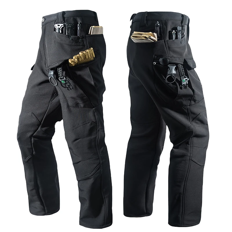 Męskie zimowe jesienne spodnie polarowe taktyczne wojskowe bojowe cargo trekkingowe turystyczne kempingowe wspinaczkowe softshell wodoodporne