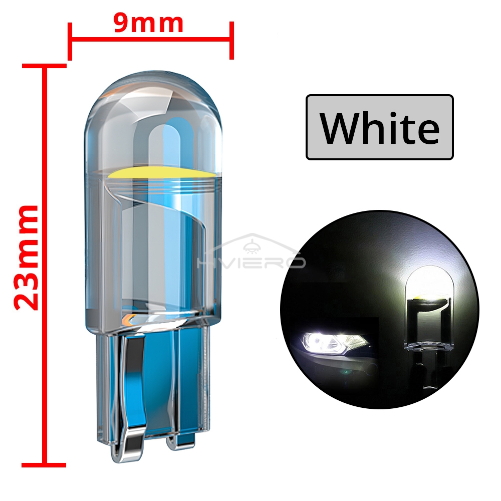 10 pz Vetro Cob LED Lampadine Per Auto W5W 194 T10 Cuneo Lampada Targa Cupola Luce Bianca Auto Interni Lettura Corsa Parcheggio Backup