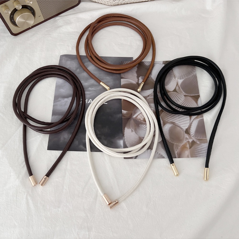 Ceinture fine ronde en cuir pour femme, ULnouée à la taille, ceinture décorative pour manteau, sangle de pull, jupe à la mode, nouveau