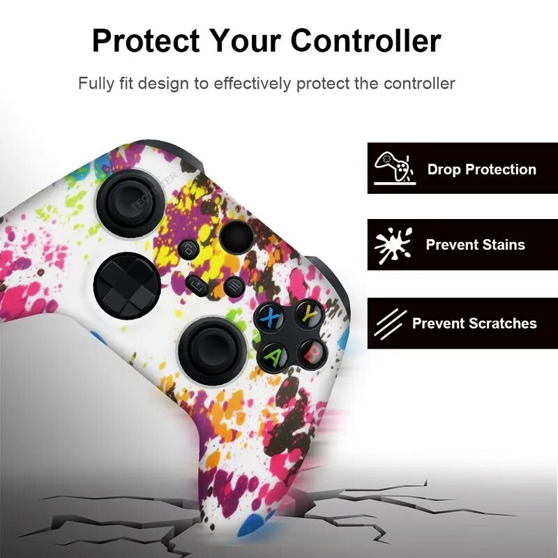 Caso De Silicone Macio para Xbox Series, Controlador De Pele Protetora, Acessórios Gamepad, Tampas De Apertos Do Polegar, Joystick Capa Shell, X, S